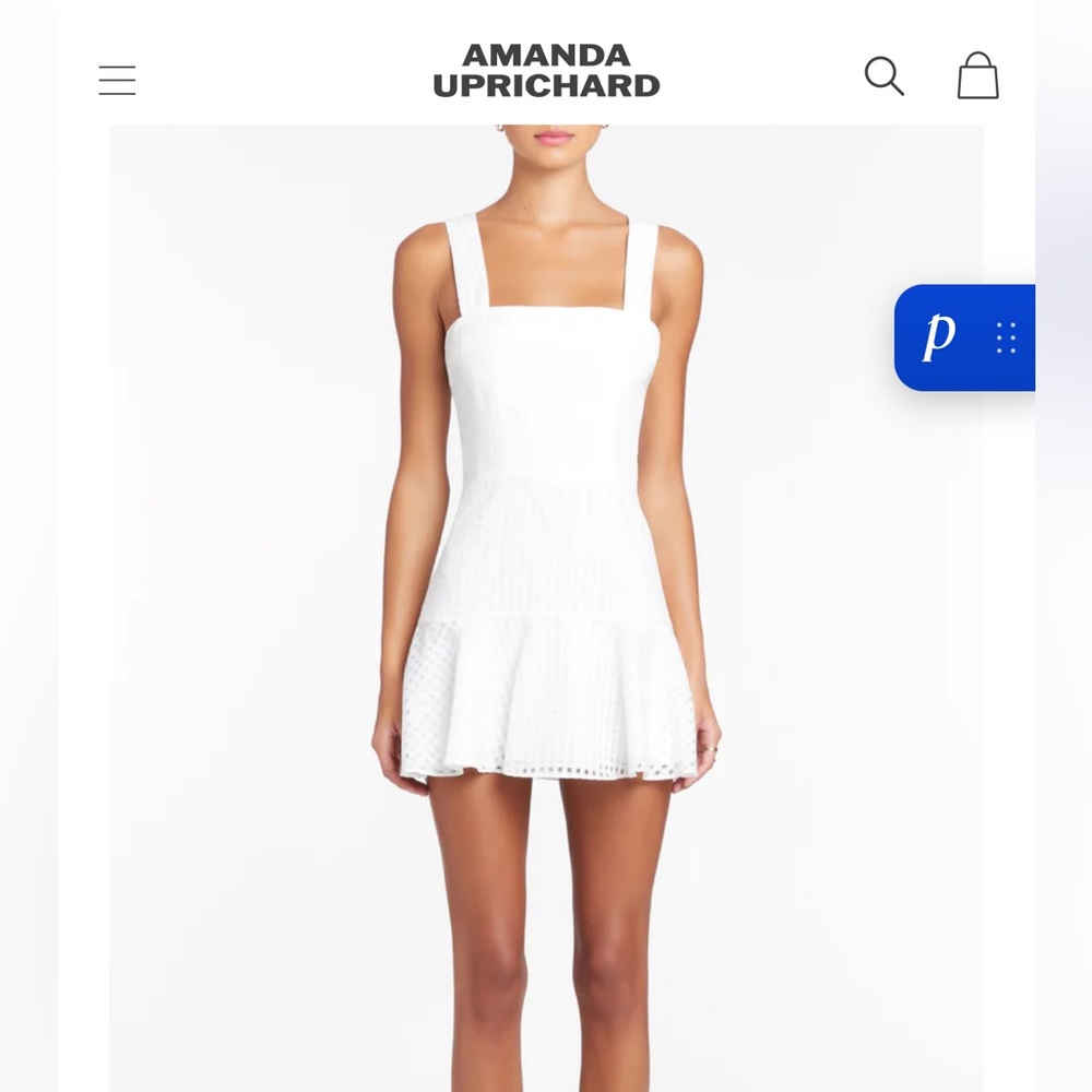 Amanda Uprichard White Mini Gingham Organza Dress - Picture 2 of 8